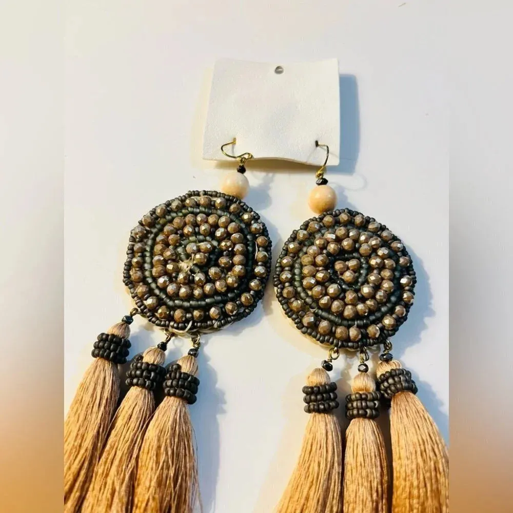 Free People Winona Embellished Tassel Earrings NWT - Image 3