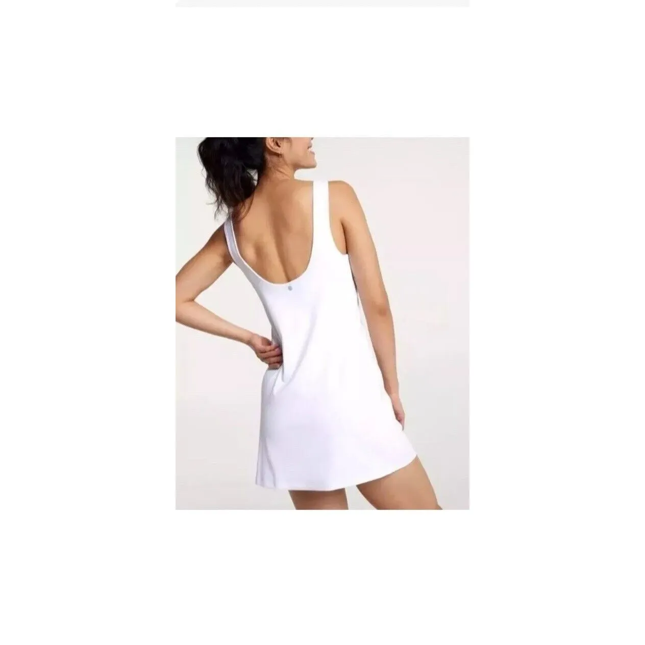 Calia Bodysuit Dress‎ Mini Shift White Sz XL Inspire Scoop Back Built In Pockets - Image 3