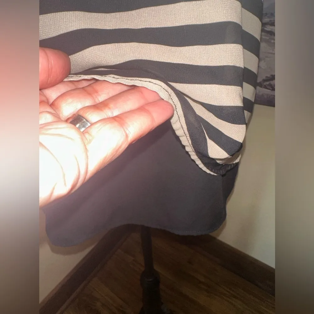 Monteau beige and Black Striped High Neck Tank with Keyhole Back - Size  M - Image 3