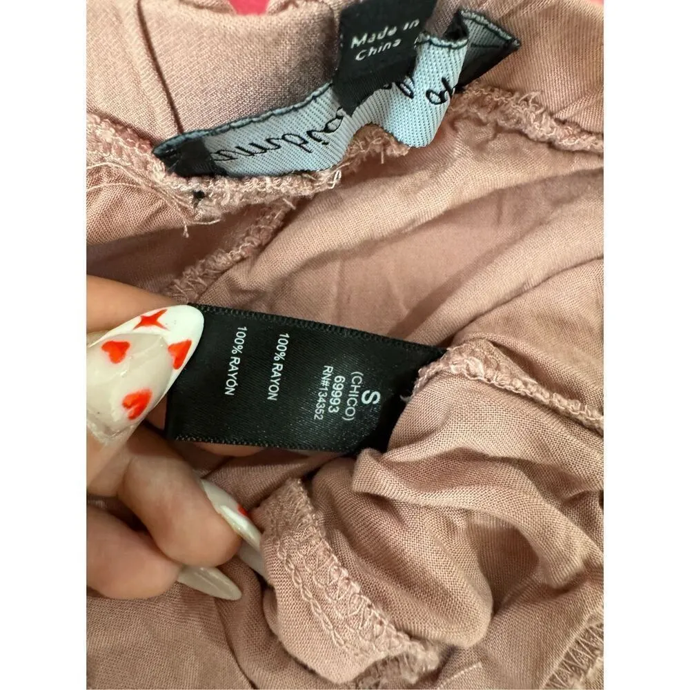 Ambiance Womens comfortable relaxed paper bag pants Size small Pink - Image 4