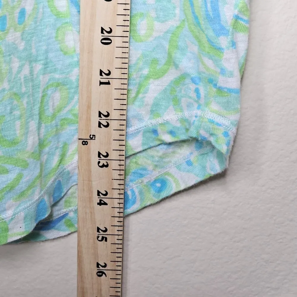 Lilly Pulitzer Duval Notch Short Sleeve Green Linen Shirt Tropical Vacation Sz M - Image 8