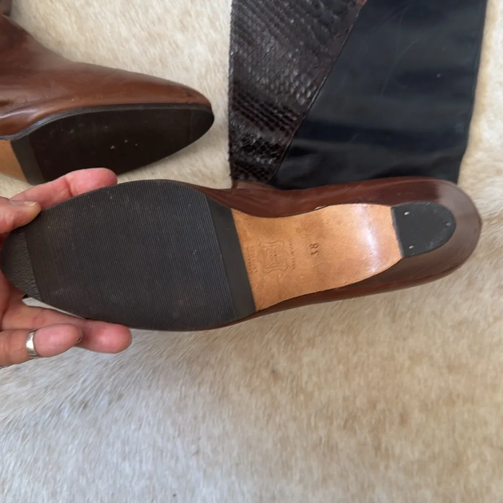 S Serena luxury leather and snakeskin boots Brown and Black size or is size 7 - Image 4