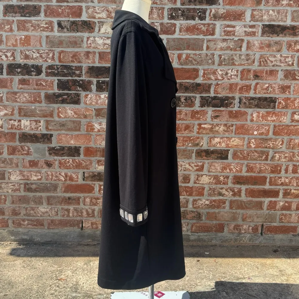 Black Sandra and Andre peacoat with rhinestone detail on sleeves / 0X / EUC - Image 8