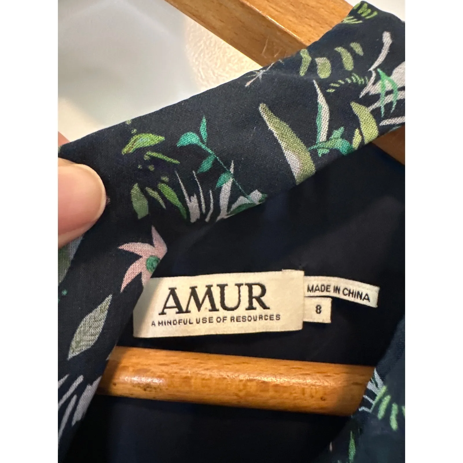 AMUR Carter Silk Blue Floral Cutout Ruffle Maxi Gown Size 8 - Image 4