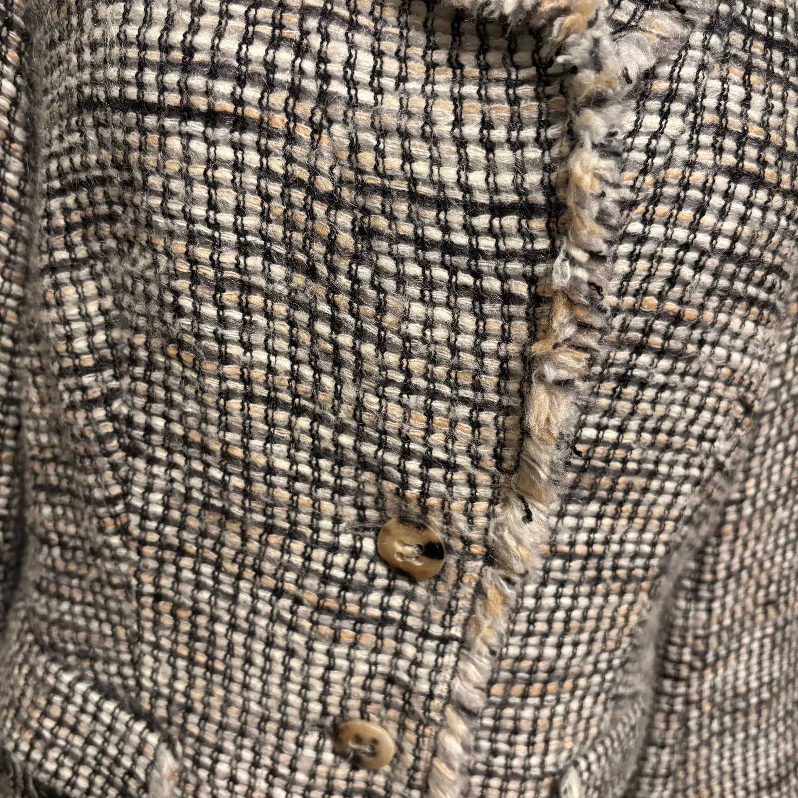 Escada Size 42 US 12 Tweed Blazer Jacket Wool Mohair Fringe Black - Image 4