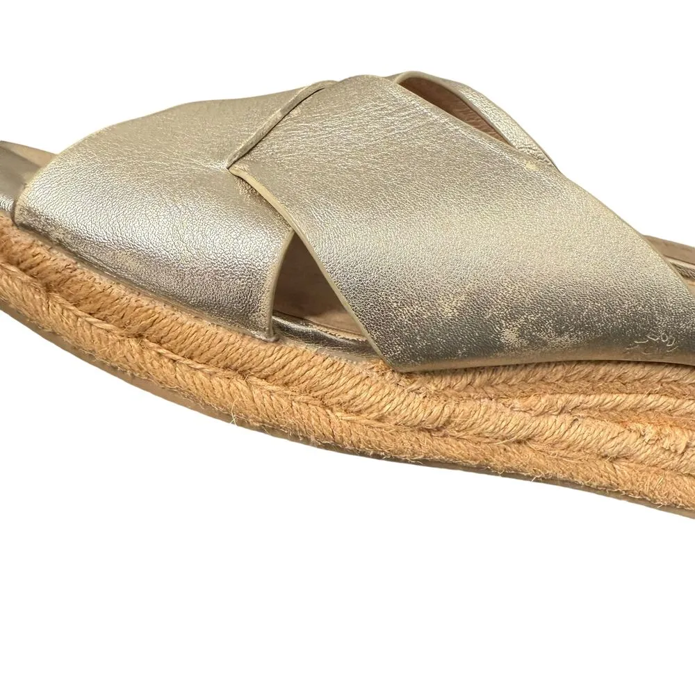 Jack‎ Rogers Slotted Sloane Metallic Gold Sandals Womens 10 Espadrille Slides - Image 10