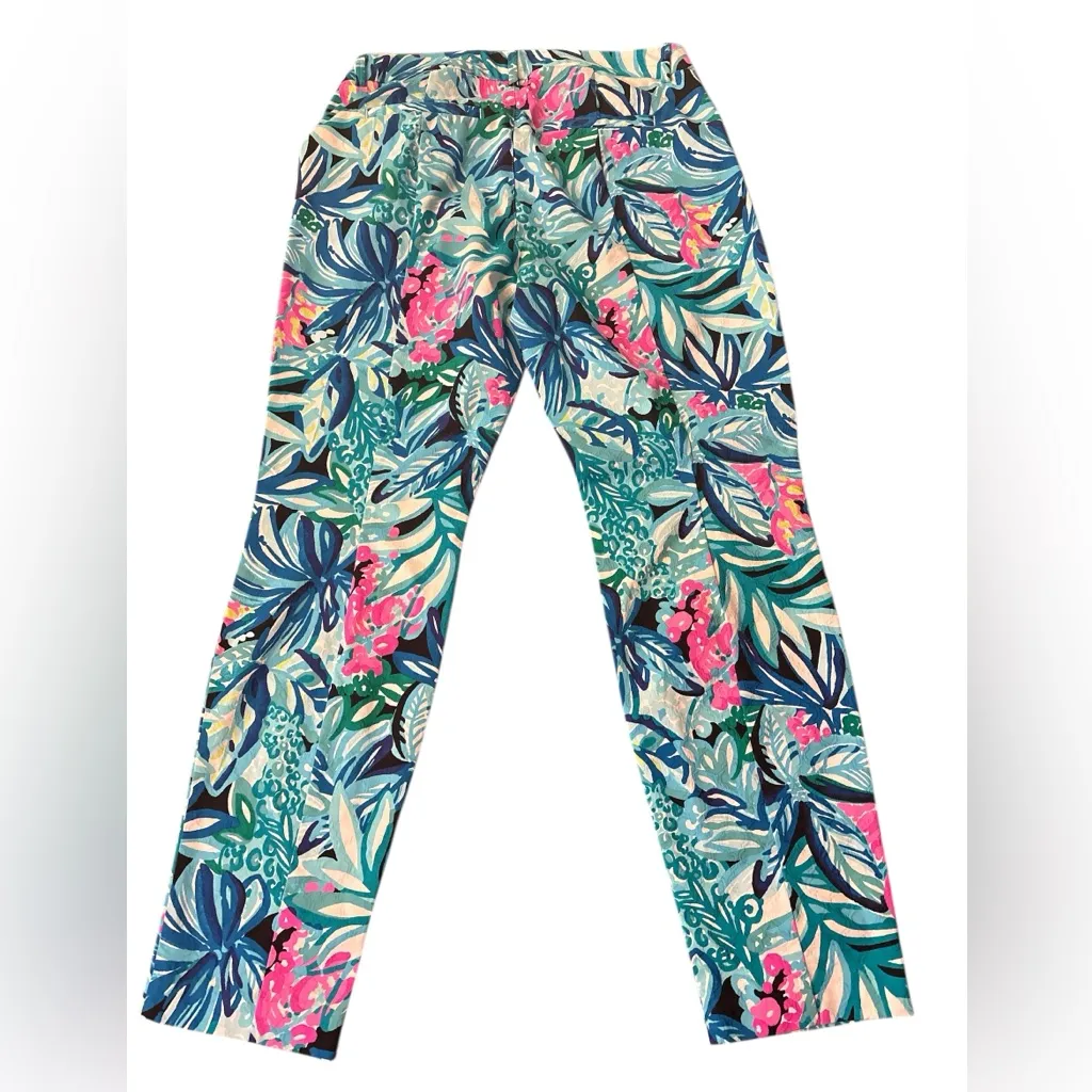 Lilly Pulitzer Kelly Skinny Ankle Pants 8 Maldives Green Tropical Print Stretch - Image 3