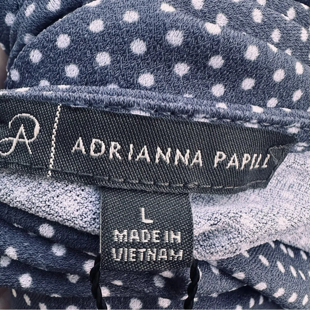 Adrianna Papell Blue & White Polka Dot 
Ruffle Short sleeve Blouse Size L - Image 14