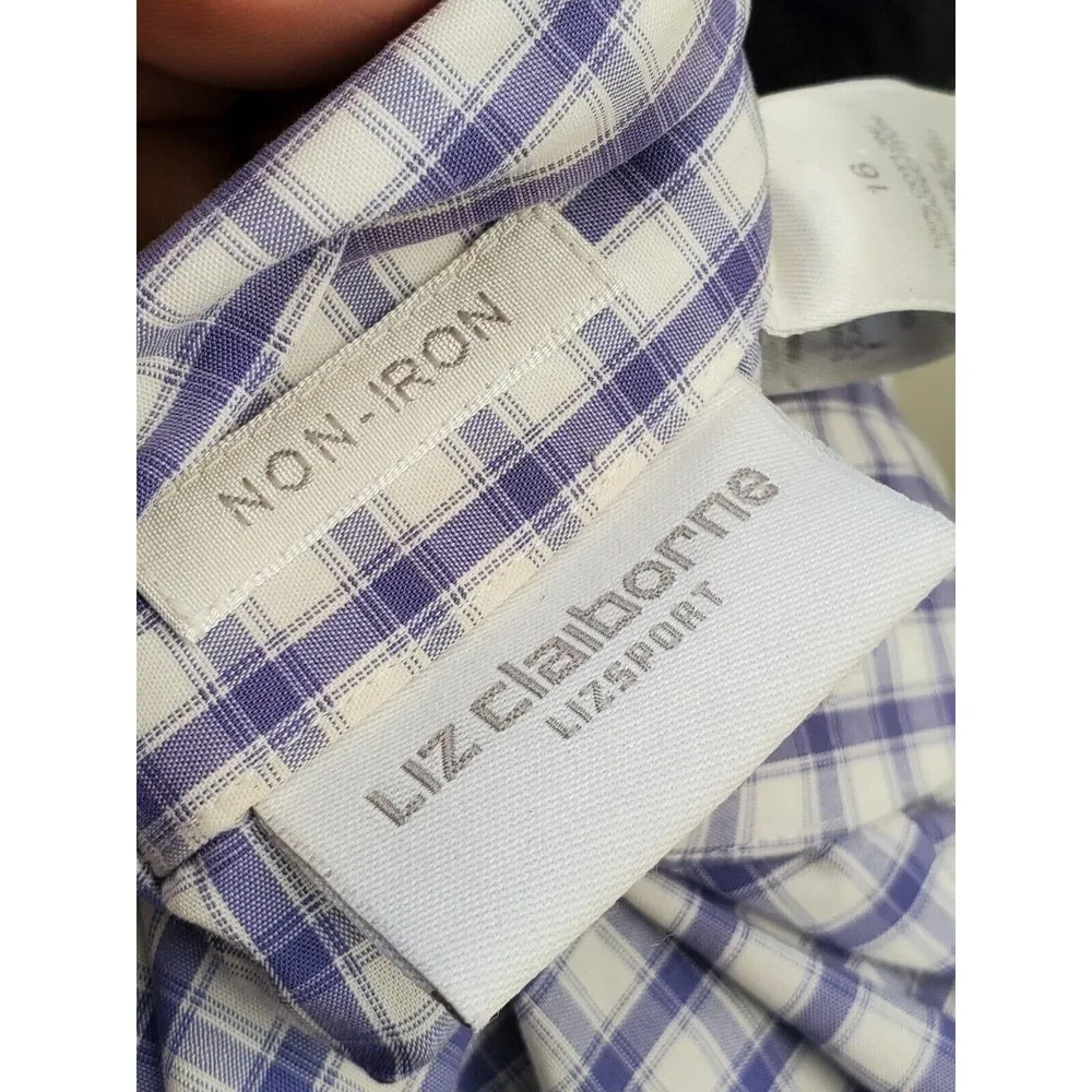 Liz Claiborne Women's Purple Cotton Collared Short Sleeve Buttons Down Shirt 16 - Image 8