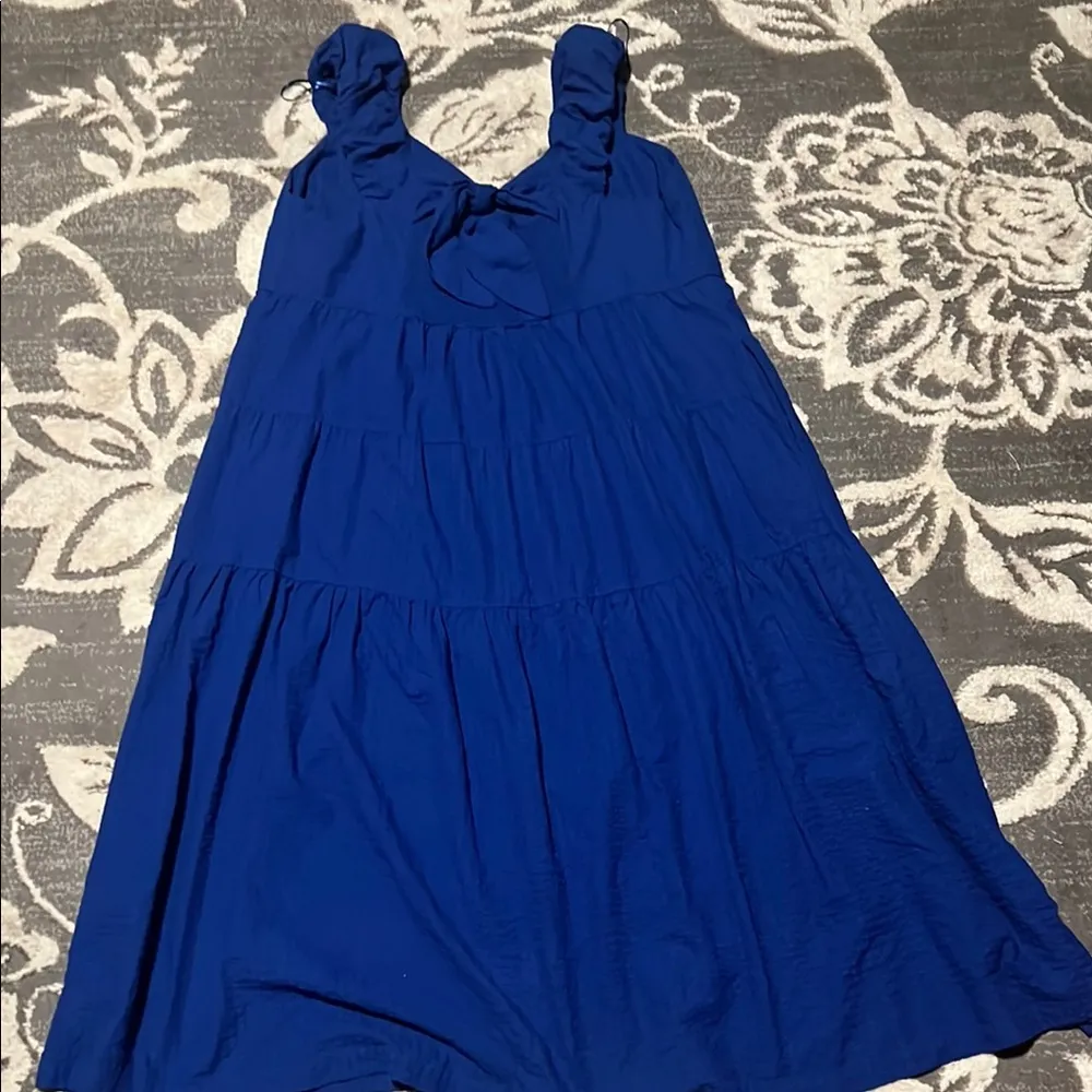 Old Navy Blue Maxi Sundress with Puff Sleeves - Image 4