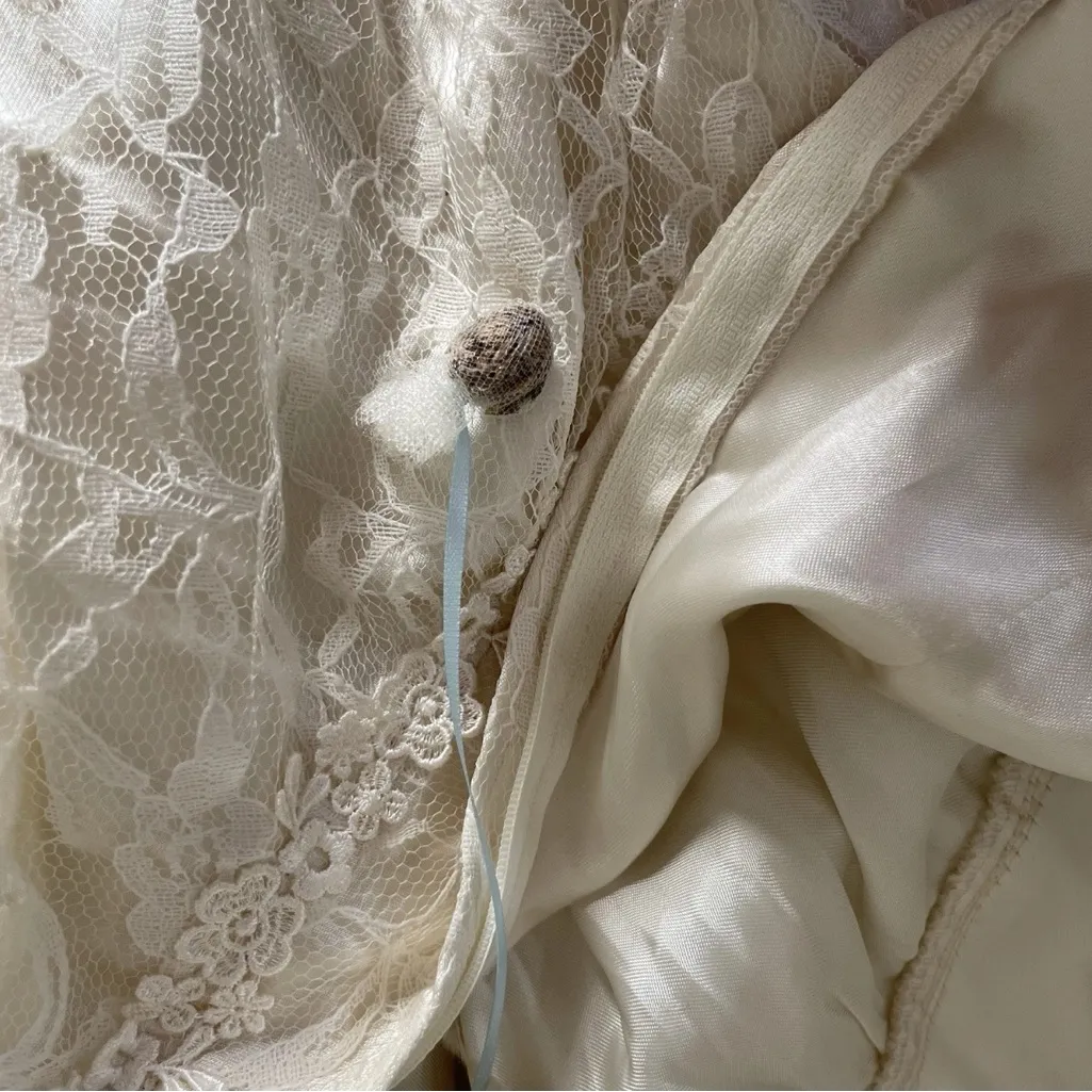 Vintage 1980s Cream Lace Wedding Dress Basque Princess Lace - Image 12