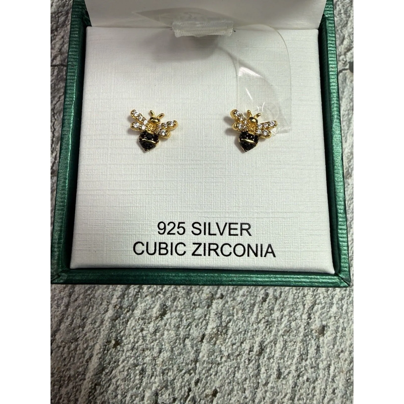 NEW IN BOX Rachel Zoe 925 Silver Vermeil Cubic Zirconia  Bumble Bee Earrings - Image 5