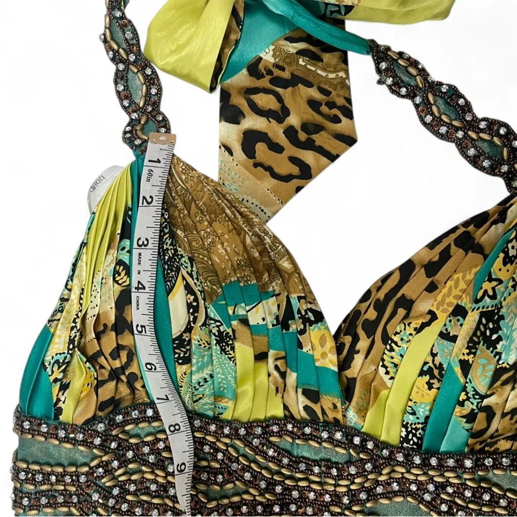 BICICI. Vibrant Multicolor Halter Maxi Dress with “matching shawl/wrap.”
Size. L Green Size L - Image 5