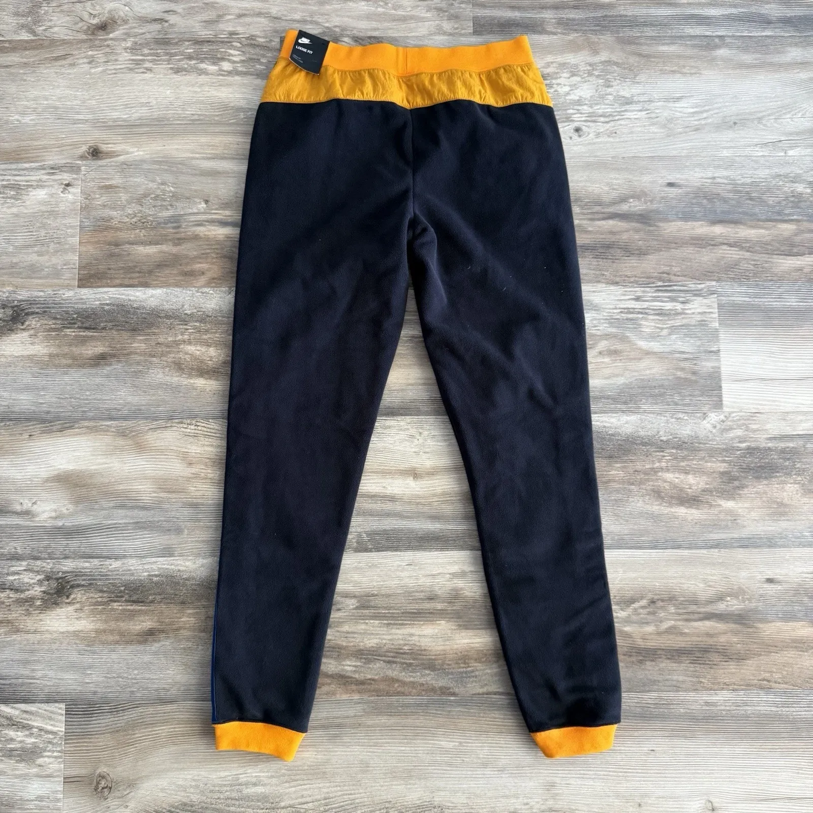 NWT Nike Loose Fit Colorblock Fleece Joggers Women’s Size Small – Orange & Blue - Image 3