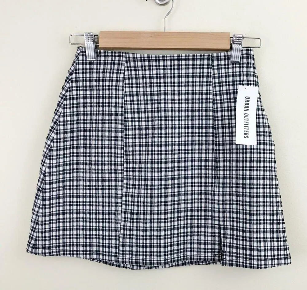 Urban Outfitters  Darren Seersucker Black White Plaid Mini Skirt XS new nwt - Image 5