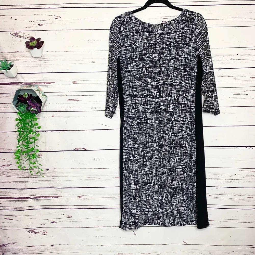 Lauren Ralph Lauren Black Printed Jersey 3/4 Sleeve Sheath Dress Size 16 - Image 7