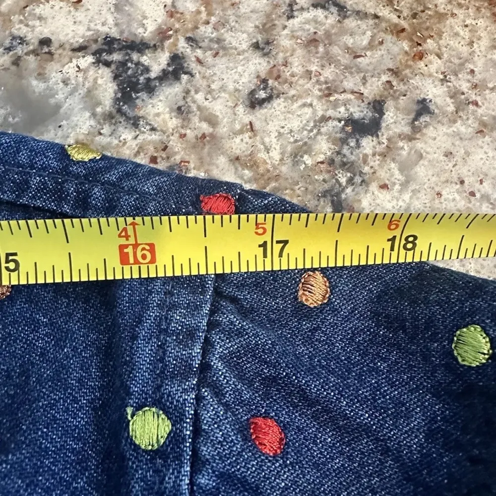 Vintage Keren Hart Polka Dot Rainbow Embroidered Denim Jean Jacket Size Large - Image 8