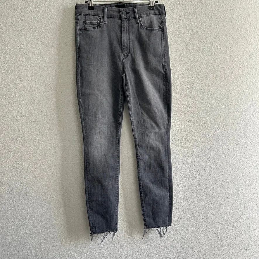 Mother High Waisted Looker Ankle Lighting Up Lanterns Black Grey Wash Sz 28 - Image 3