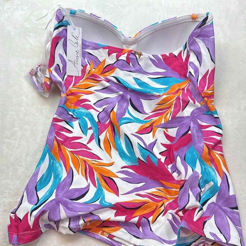 Anne Cole Women's Dance Floor Palm Twist Front Bandeaukini Swim Top- Size Medium - Image 8