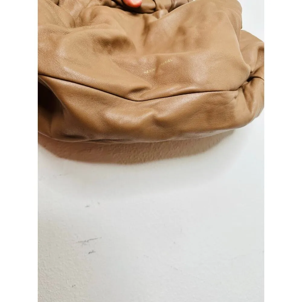 MANSUR GAVRIEL Caramel Tan Lambskin Cloud Clutch Ruched Top Bag Clutch Purse - Image 7