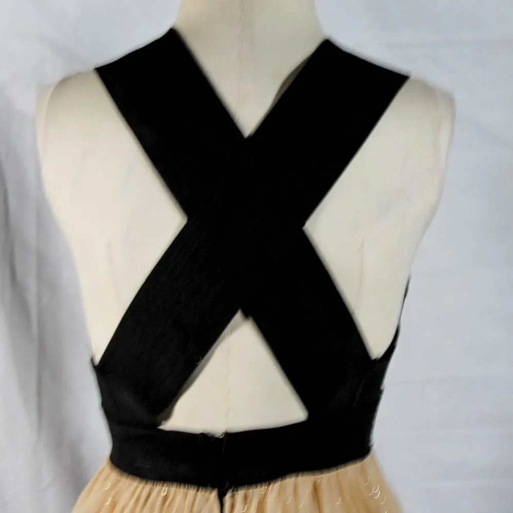 NWOT "Bad Ballerina" Bondage Black Top Style Dress With Tulle Bottom Champagne - Image 11