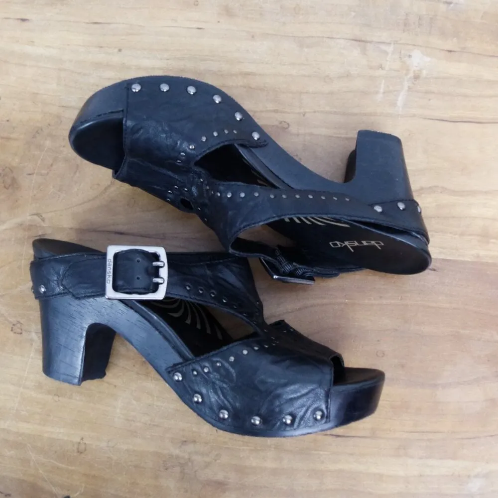 Dansko Ripley Studded Black Leather Mule Clogs EU 37 - Image 5