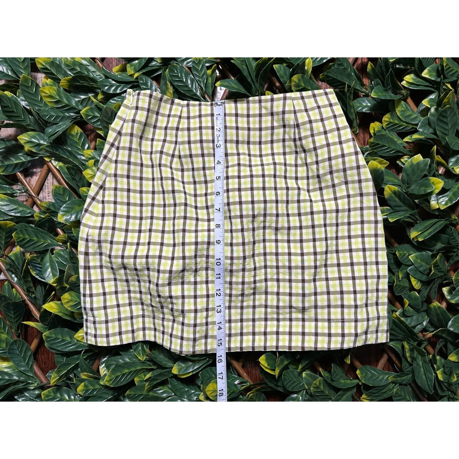 Rhode Green Brown Checkered Preppy Mini Skirt Size 4 - Image 5