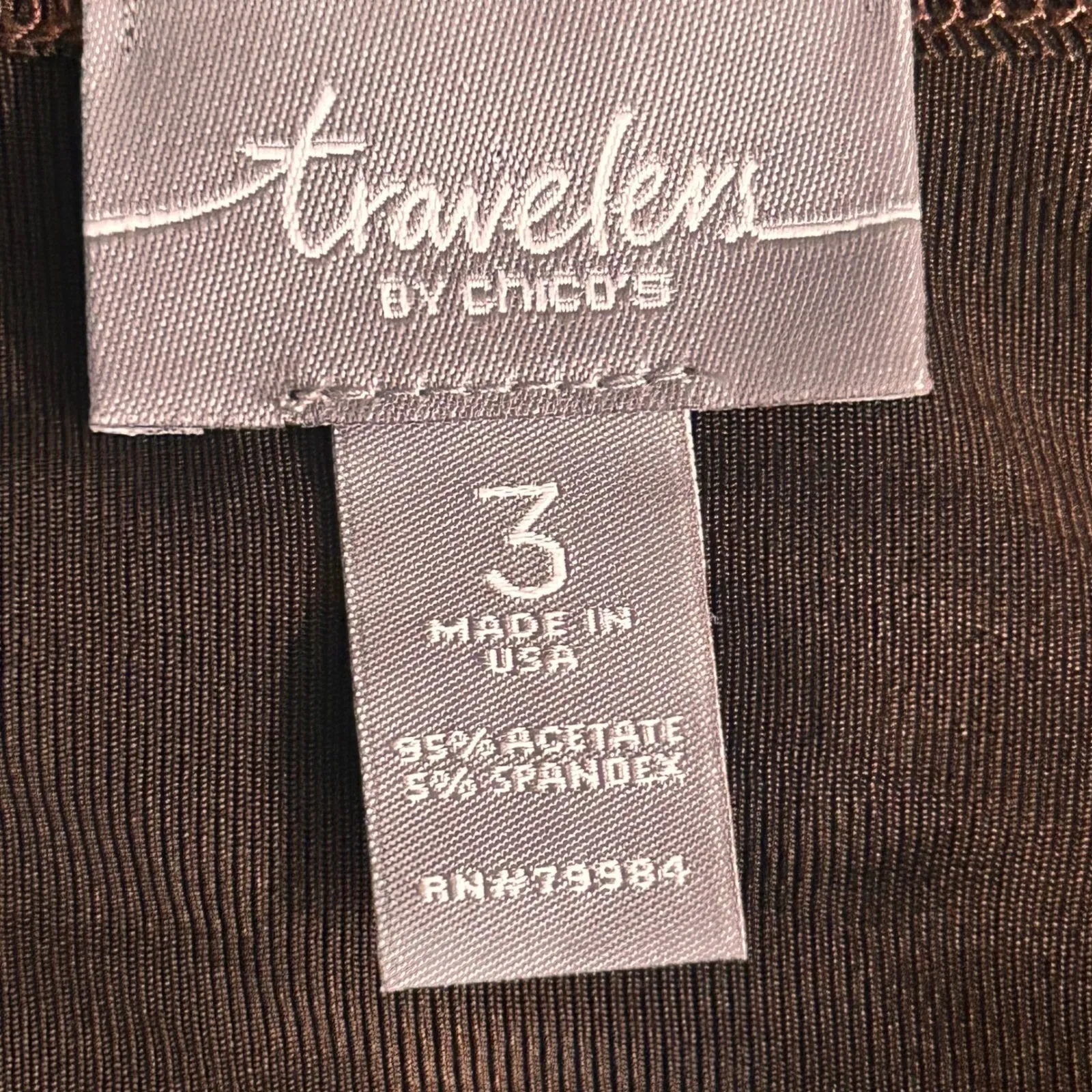 Chicos‎ Womens Tank Top Size XL Or 3 Travelers Brown Slinky Knit Liquid Knit - Image 5