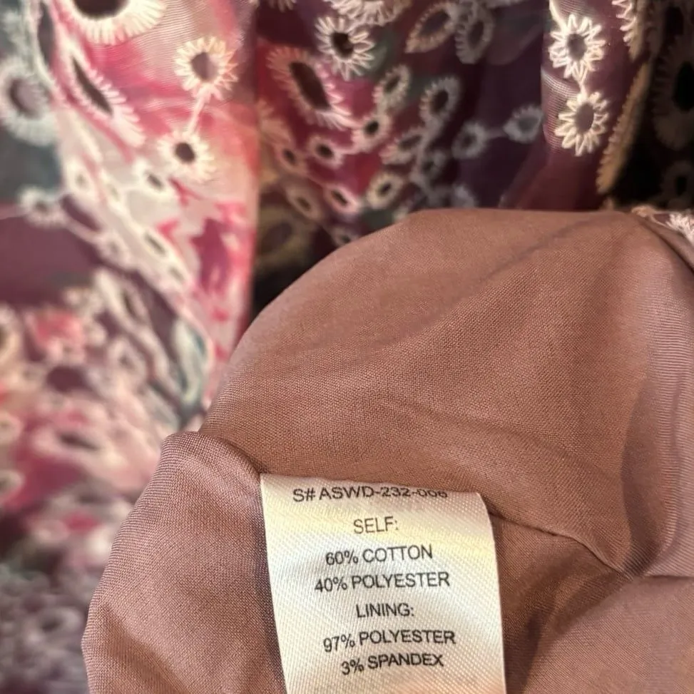 Altr’d‎ State Burgundy Eyelet Floral Dress Size Large - Image 9