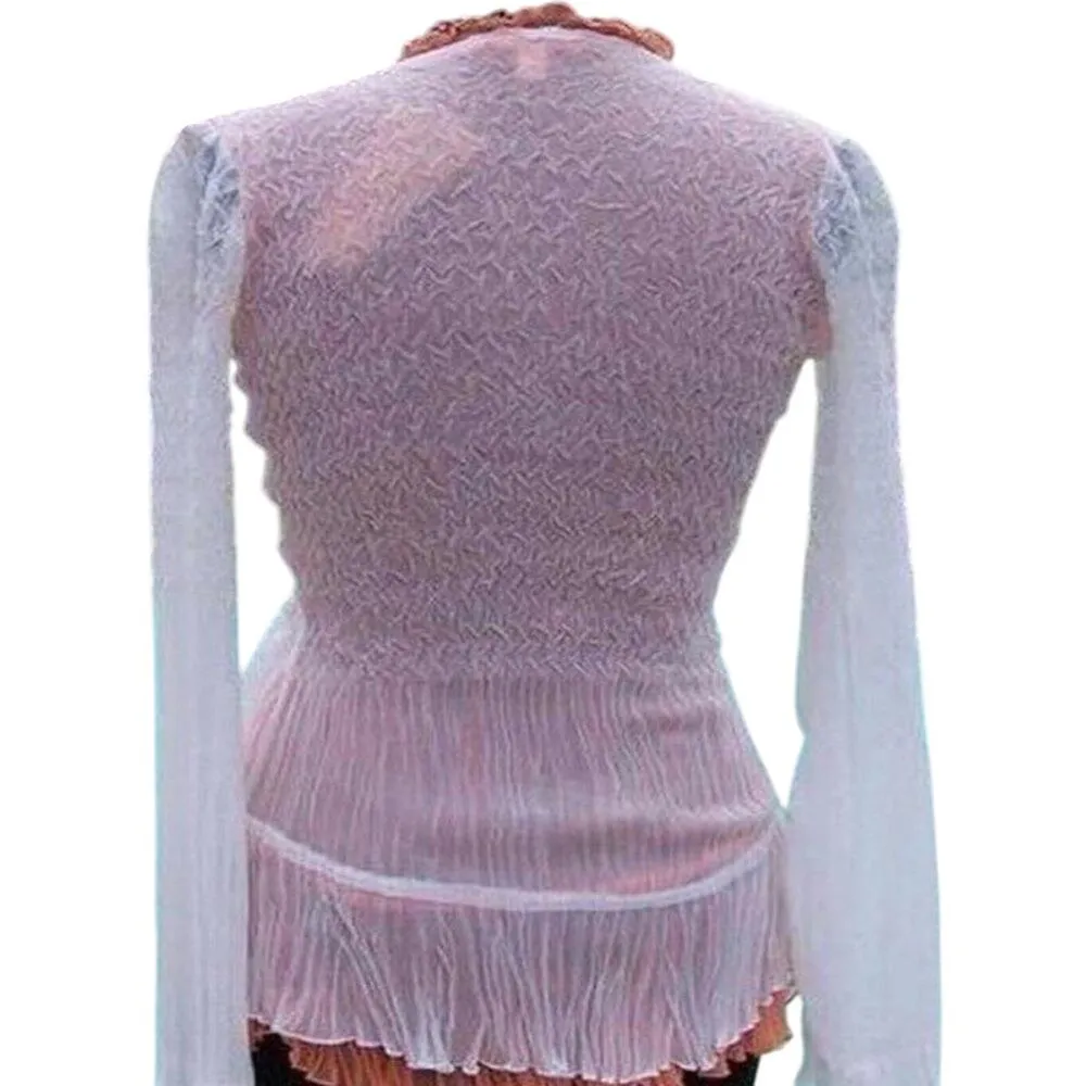 Cache Peek A Boo Sheer 2 pc Crinkle Wrap Self Belt Side Tie Top New $168 NWT - Image 4