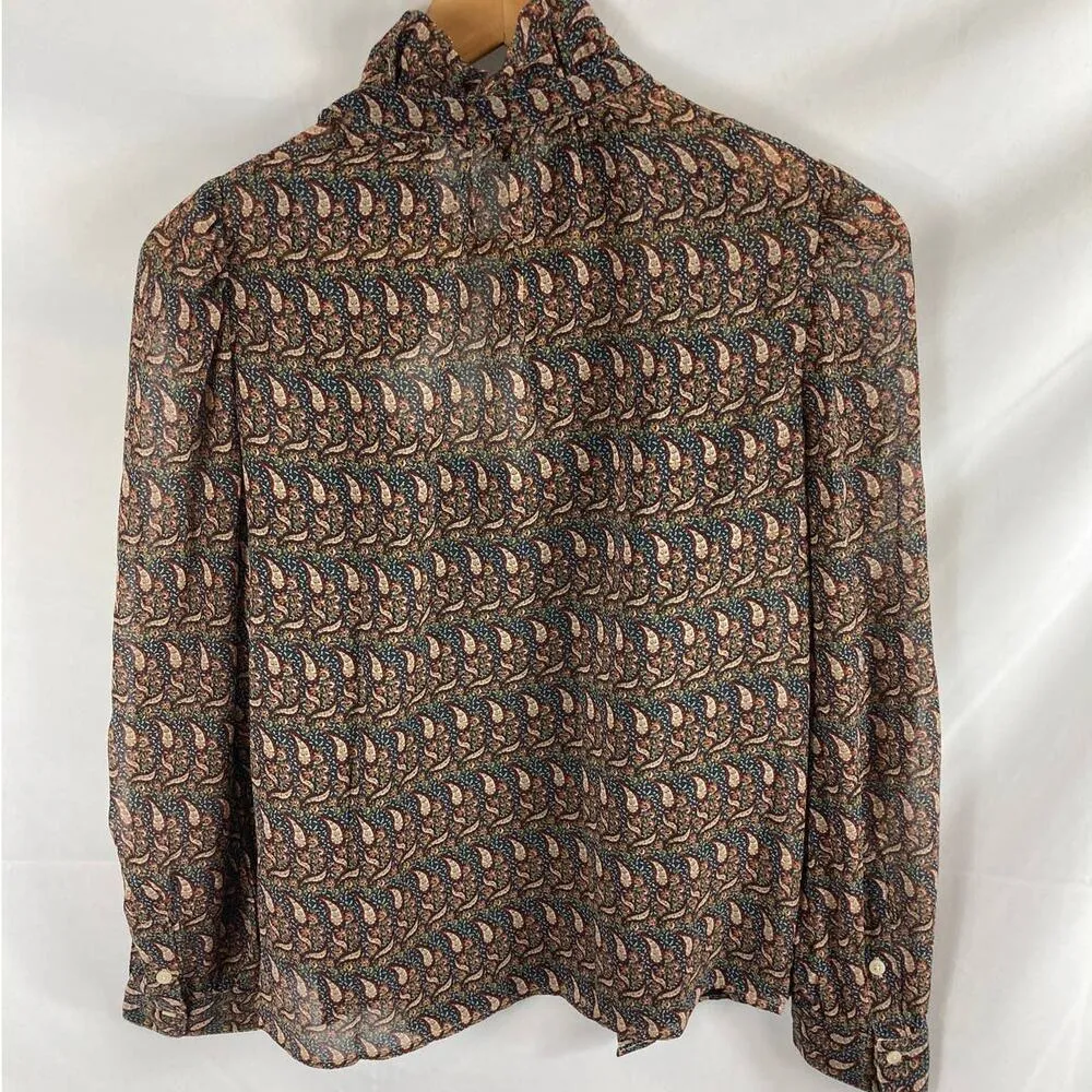 Banana Republic 2 Layer Paisley Print Blouse size small - Image 5