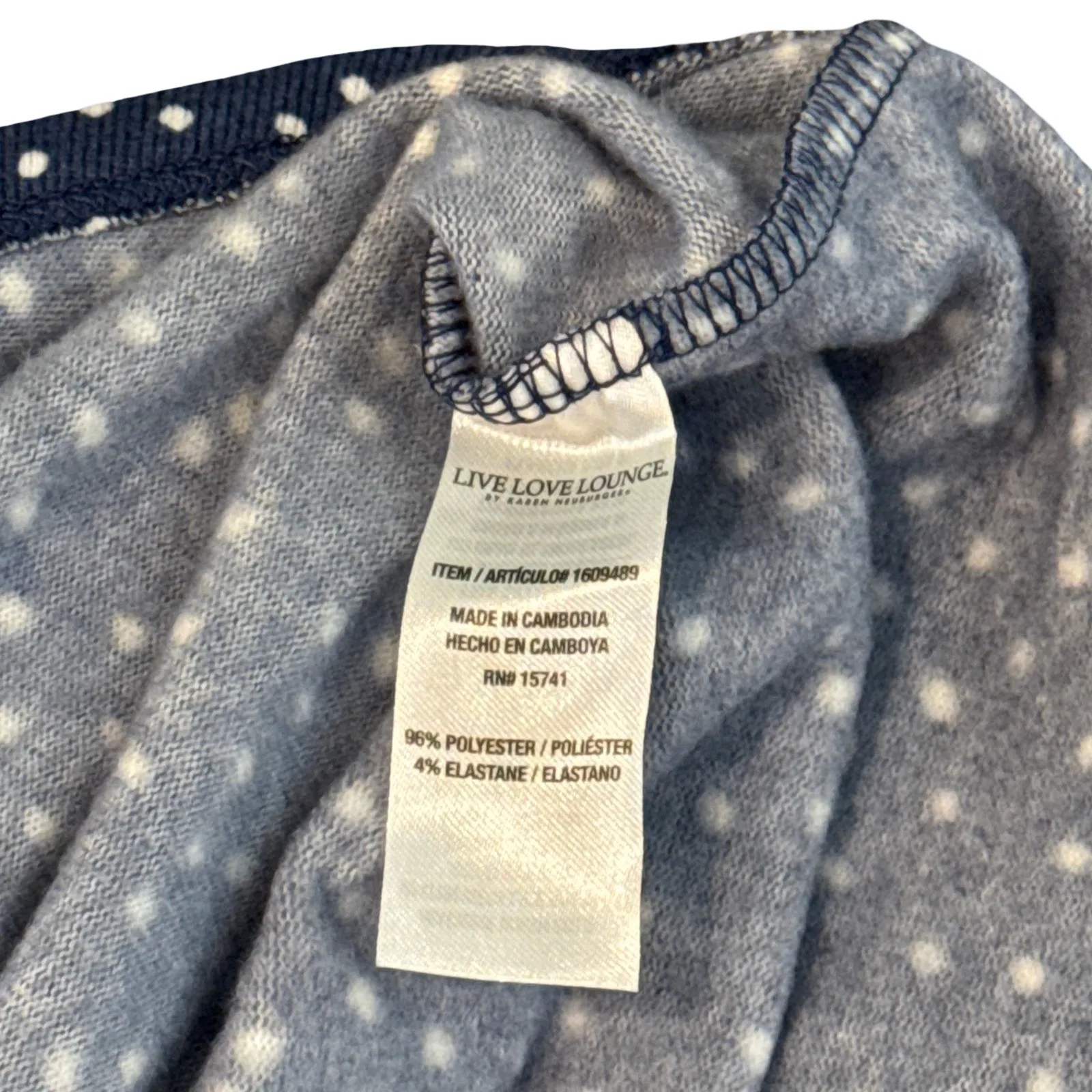 Live Love Lounge Navy Polka Dot PJ Set Size Small Brown - Image 9