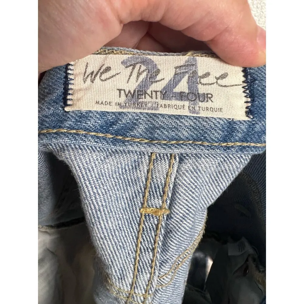 Free People Distressed Ripped Cut Off Blue Denim Casual Jean Shorts Size 24 - Image 7