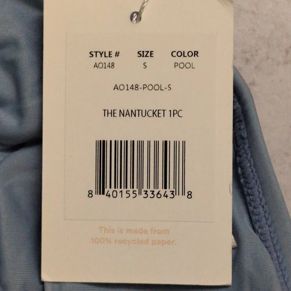 Andie Nantucket One Piece One Shoulder Swim Bathing Suit Pool Blue Size S New - Image 9