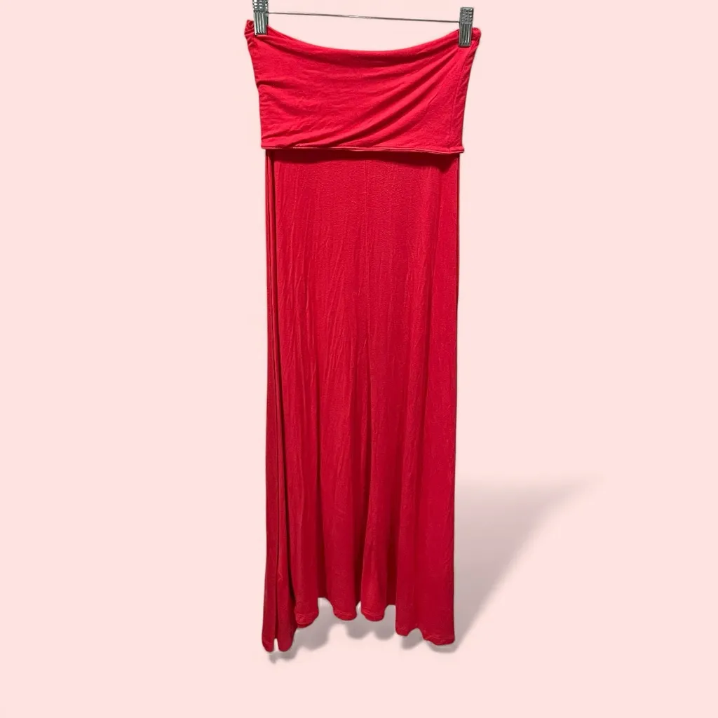 Cute Y2K pink fold over tube dress or maxi skirt stretchy Mudd - Image 2