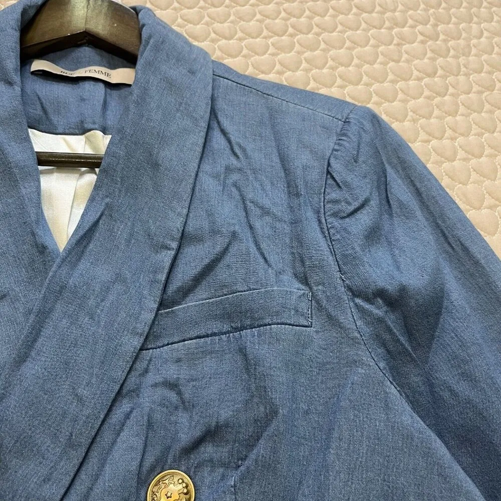 NWOT Rue De Femme Womens Blue Jacket Meduim Lightweight Work Casual Sz L Size L - Image 7