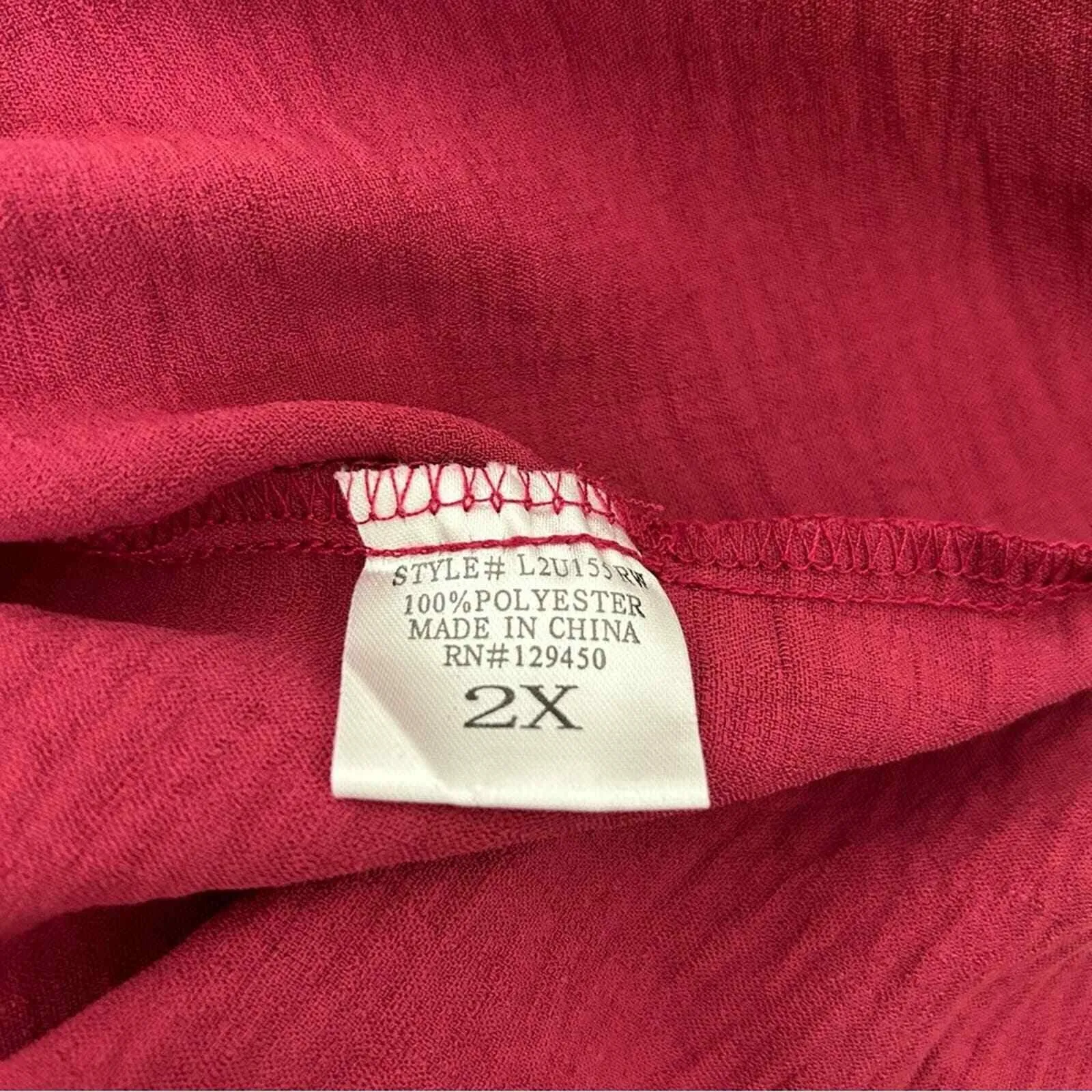 Fred David‎ Burgundy Long Sleeve Button Up Top with Pocket 2XL - Image 5