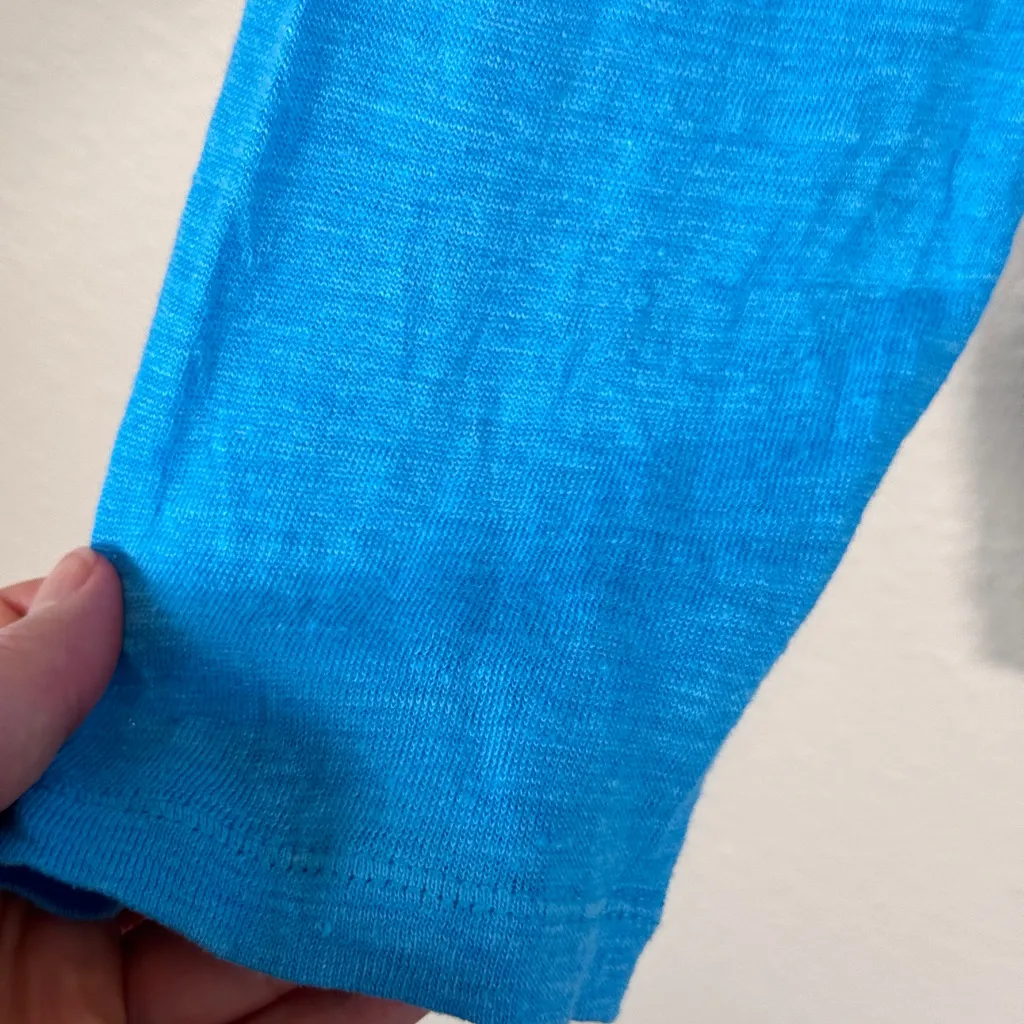 J Jill Blue Linen Open Front Cardigan Sweater Womens XL Breathable Beachy Casual - Image 5