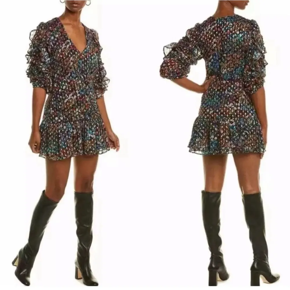 Saylor Muriel Floral Metallic Mini Dress - Image 3