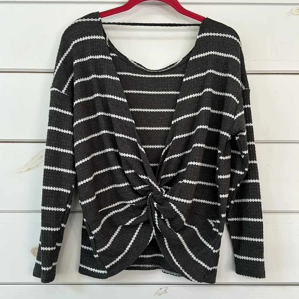 BKE Striped Backless Long Sleeve Knit Pullover Top NEW Size XS - Image 7