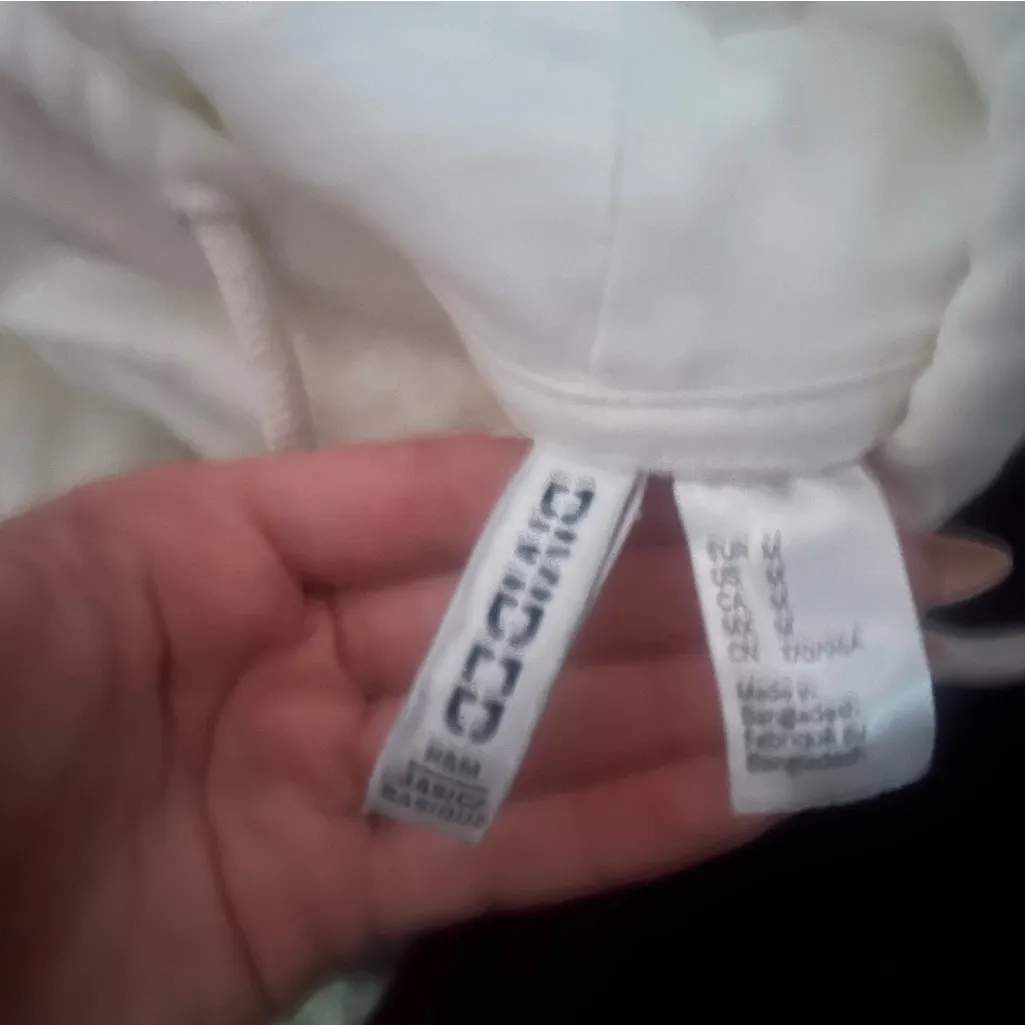 Divided White Hoodie with Text Detail - Image 2