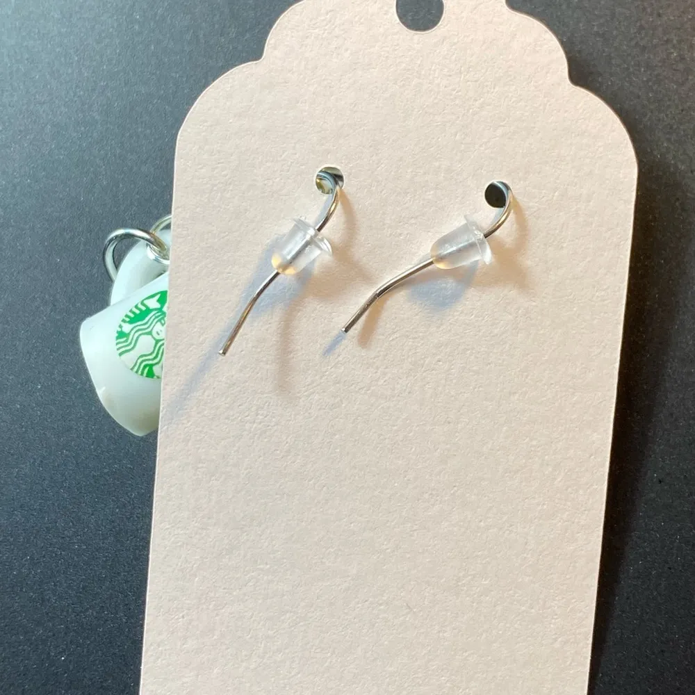 Starbucks Coffee Mug Dangle Pierced Earrings New - Image 2