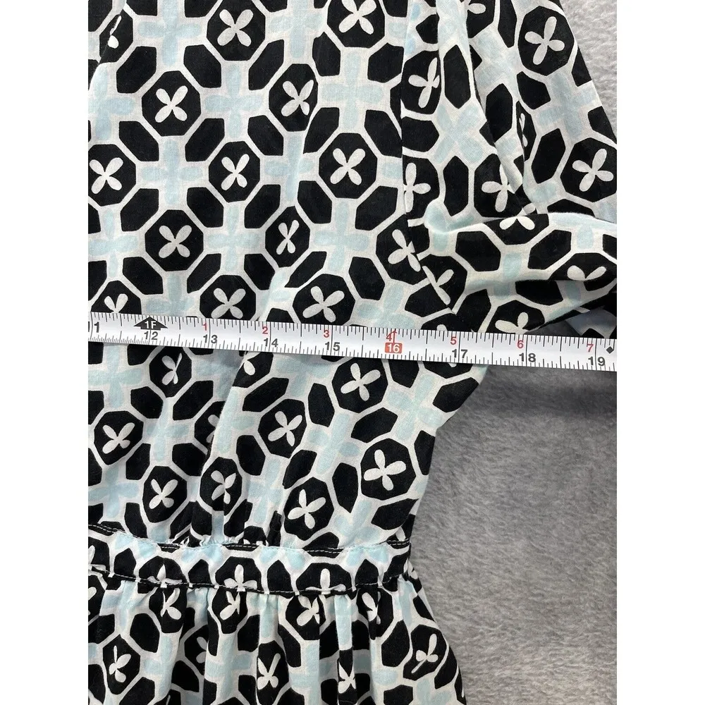 Talbots Women's Coverup Size Small 3/4 Sleeve 100% Cotton Blue Black Geometric - Image 6