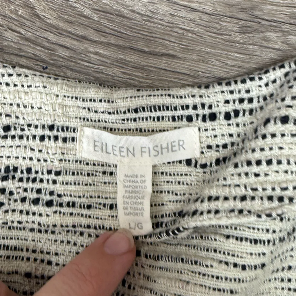 Eileen Fisher Hand-loomed Cotton Furrows Round‎ Neck Jacket Size large - Image 4