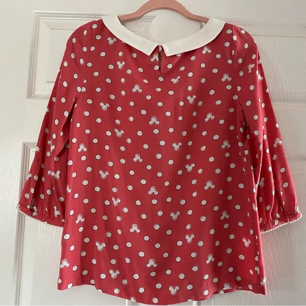 Disney’s Minnie Rocks The Dots LC Lauren Conrad Collard Blouse Top Pink Size XS - Image 7