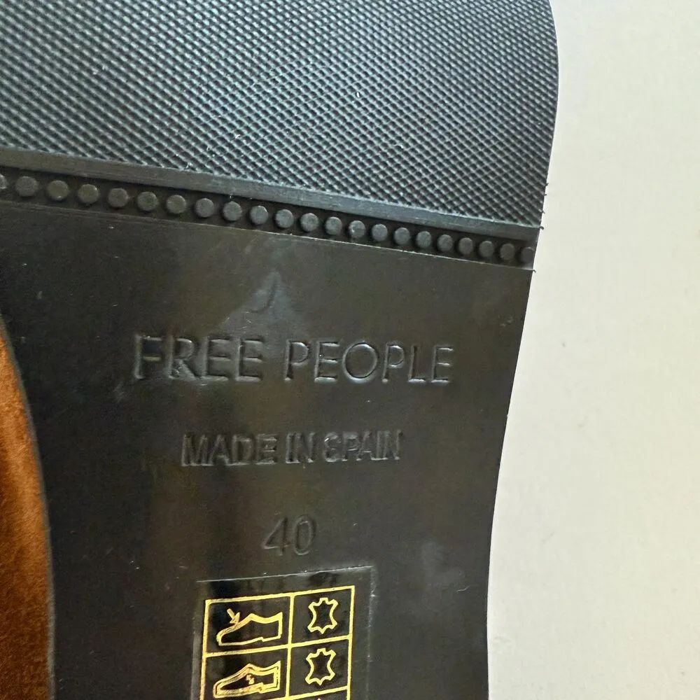 NWOB Free People Leila Suede Leather Slip On Cognac Brown Mules Sz 40 (9.5) - Image 7