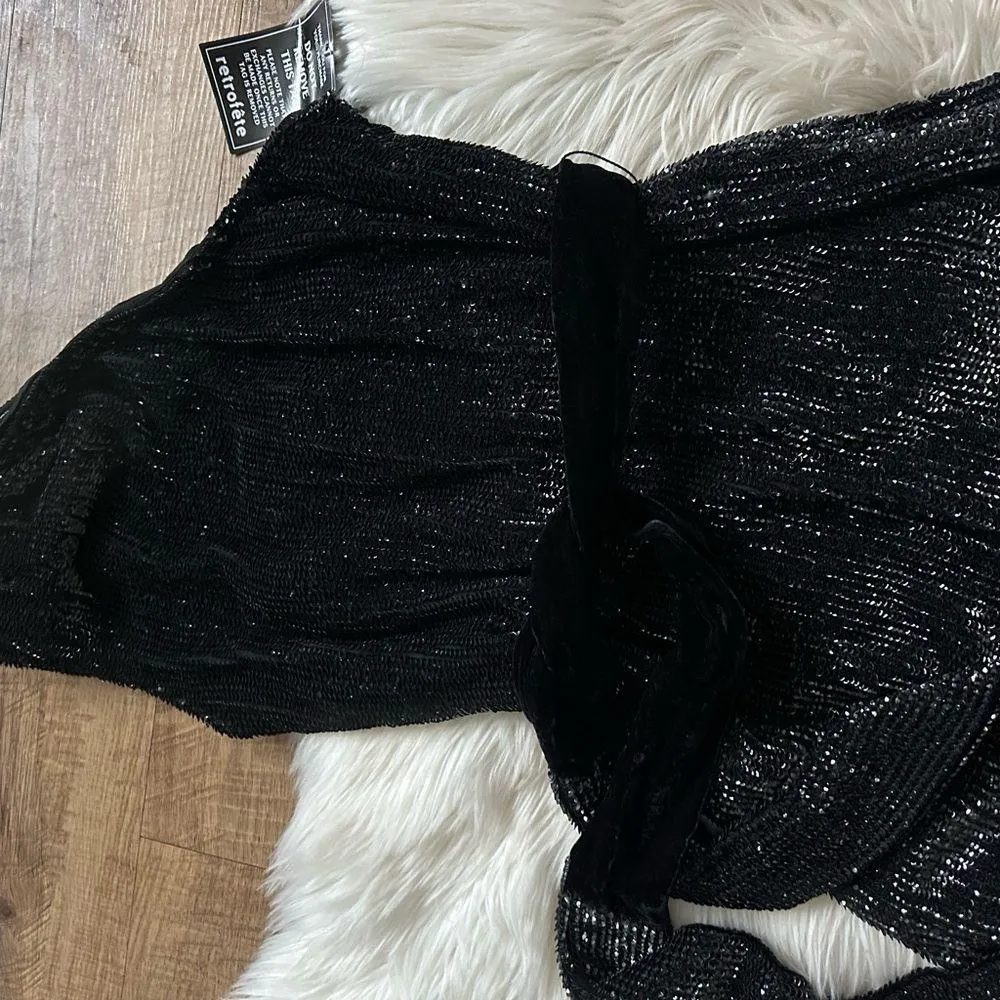 RETROFETE Ella Sequin Dress In Black - Image 7