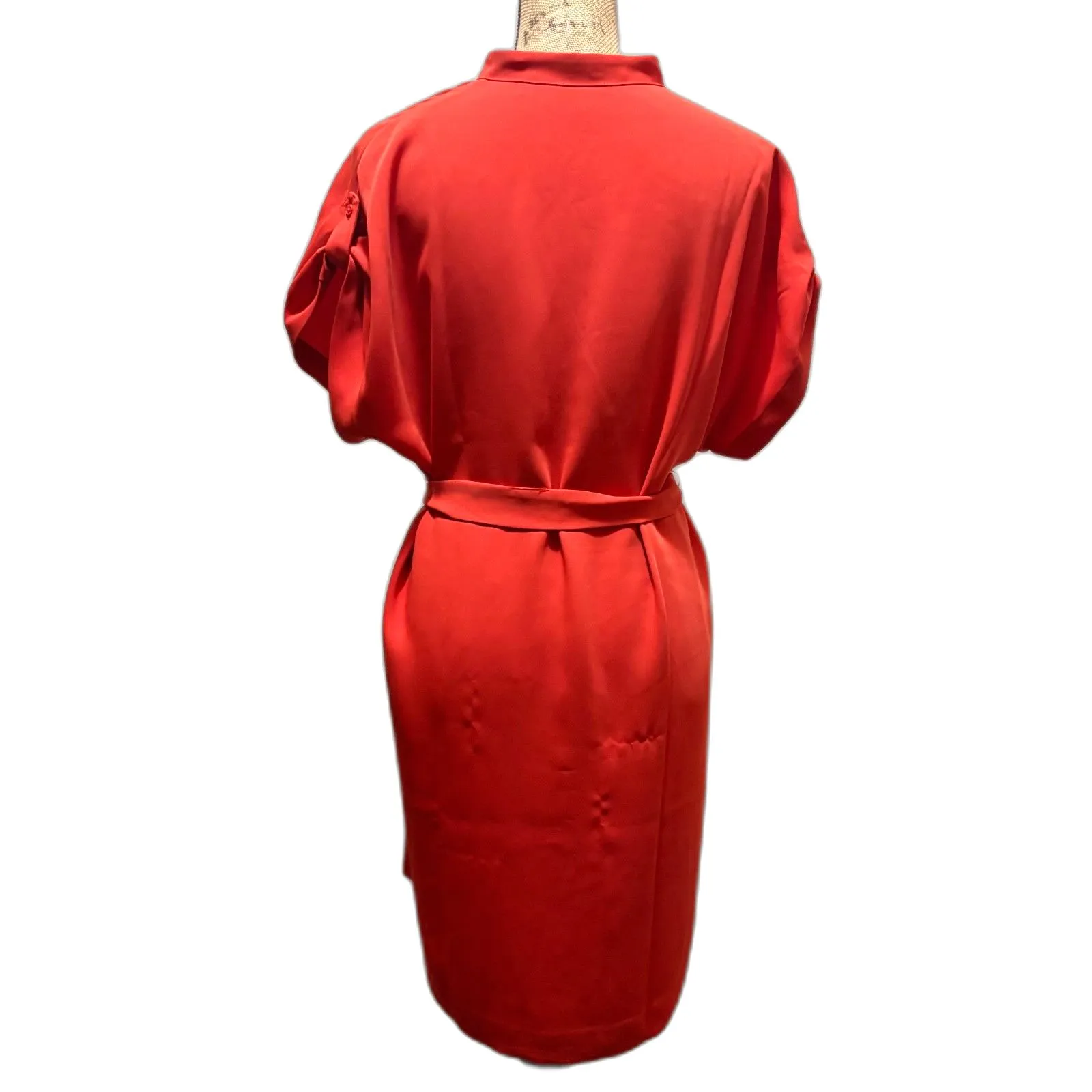 Ann Taylor Tie Waist Dolman Shirt Dress Orange Business Casual‎ Size MP - Image 7