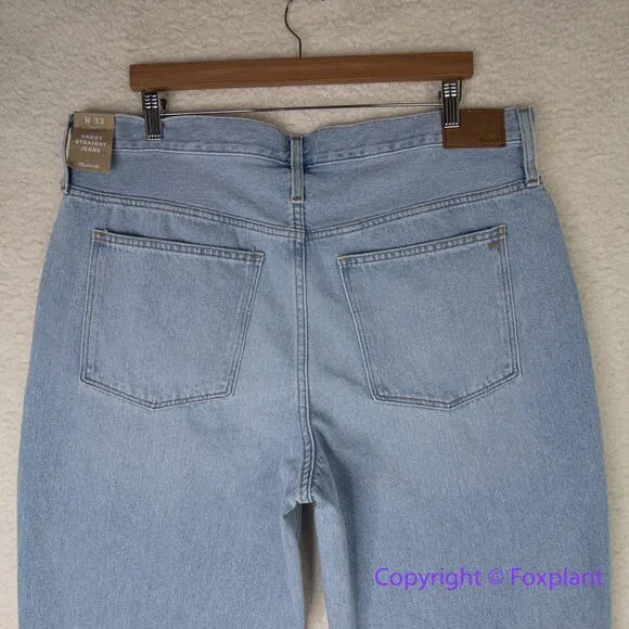 NEW Madewell Baggy Straight Jeans in Berteau‎ Wash, 33 - Image 10