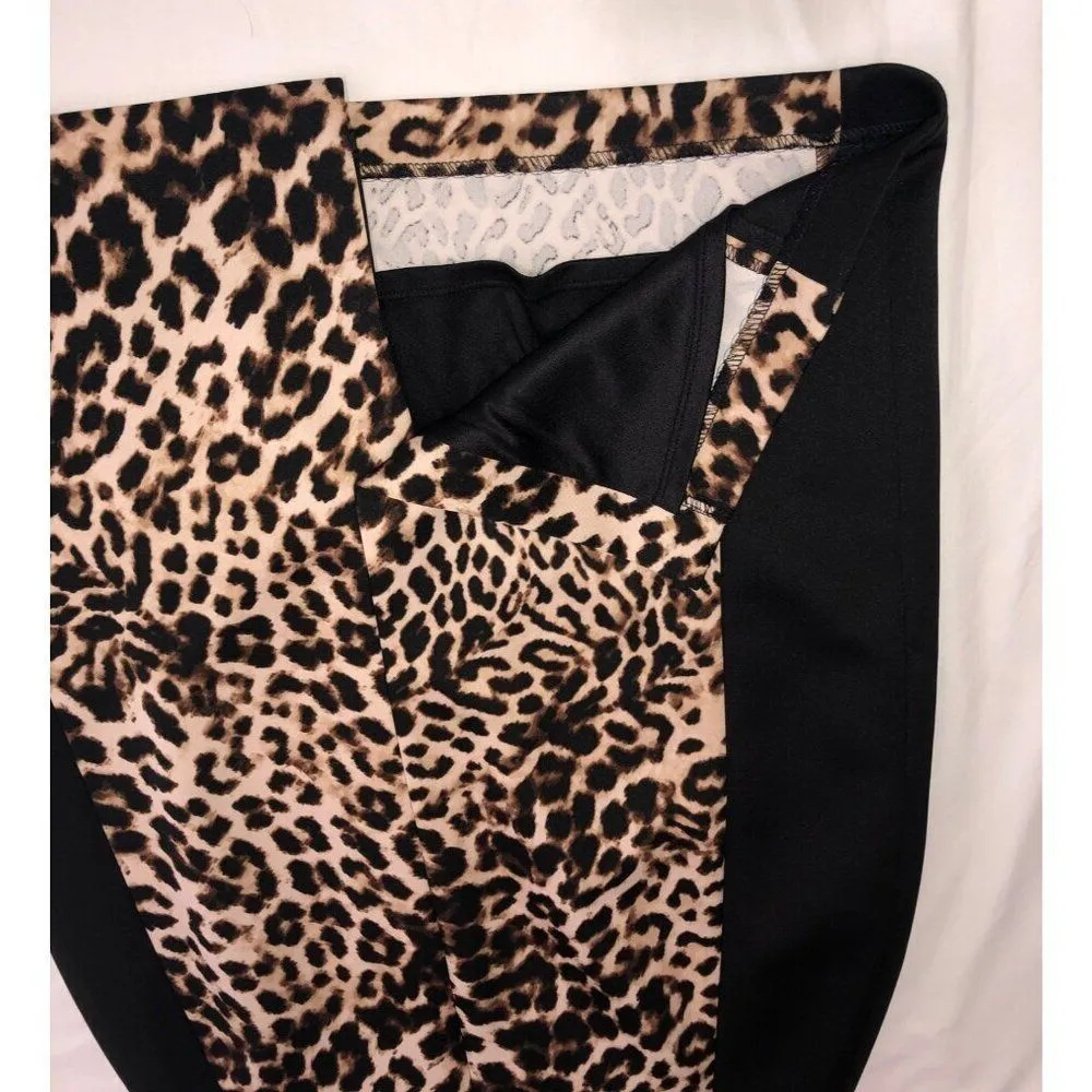 Mob Wife Leopard Print Dress Size 6 Scuba Knit Sheath Cap Sleeve Stretch Edgy - Image 9